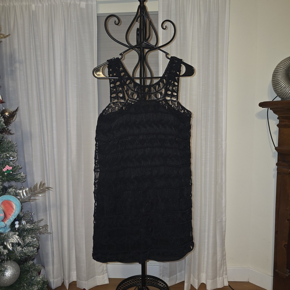 Diane Von Furstenberg Black Crochet Detail Top